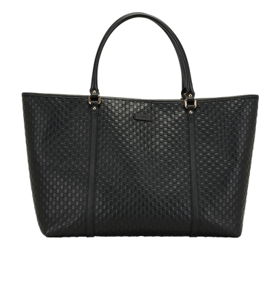 Microguccissima Tote, &pound;595, Handbags, Black, Leather, Front view